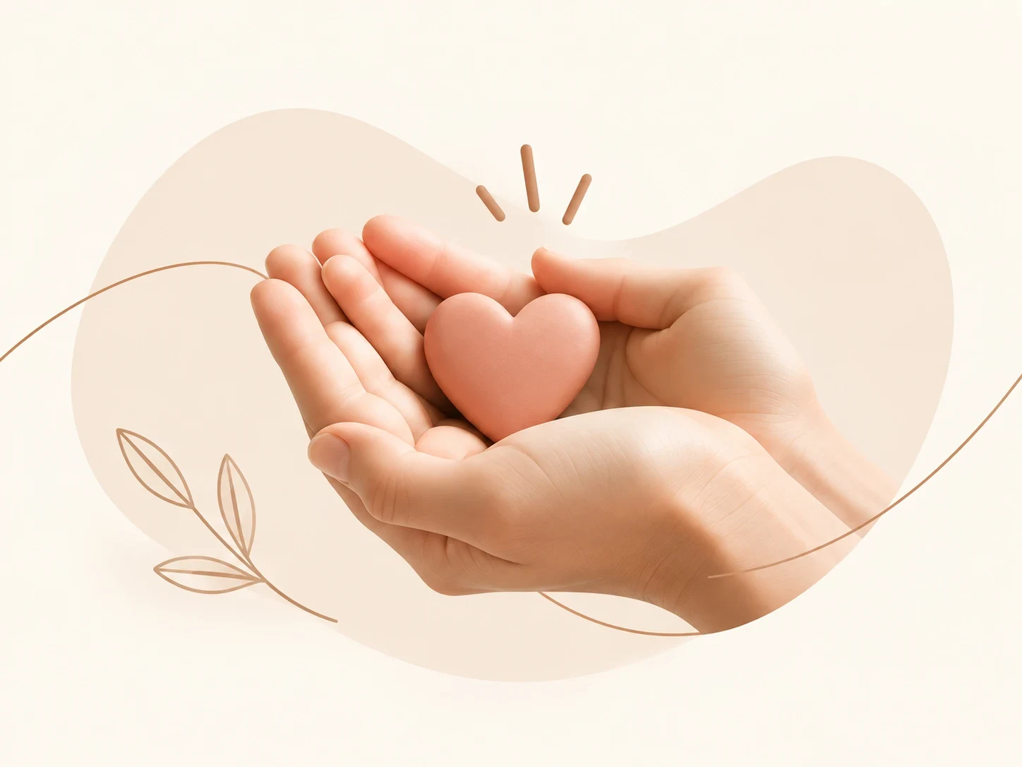 Dos manos sostienen con cuidado un corazón